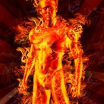 Raising kundalini - Gtummo or Candali man covered in flames
